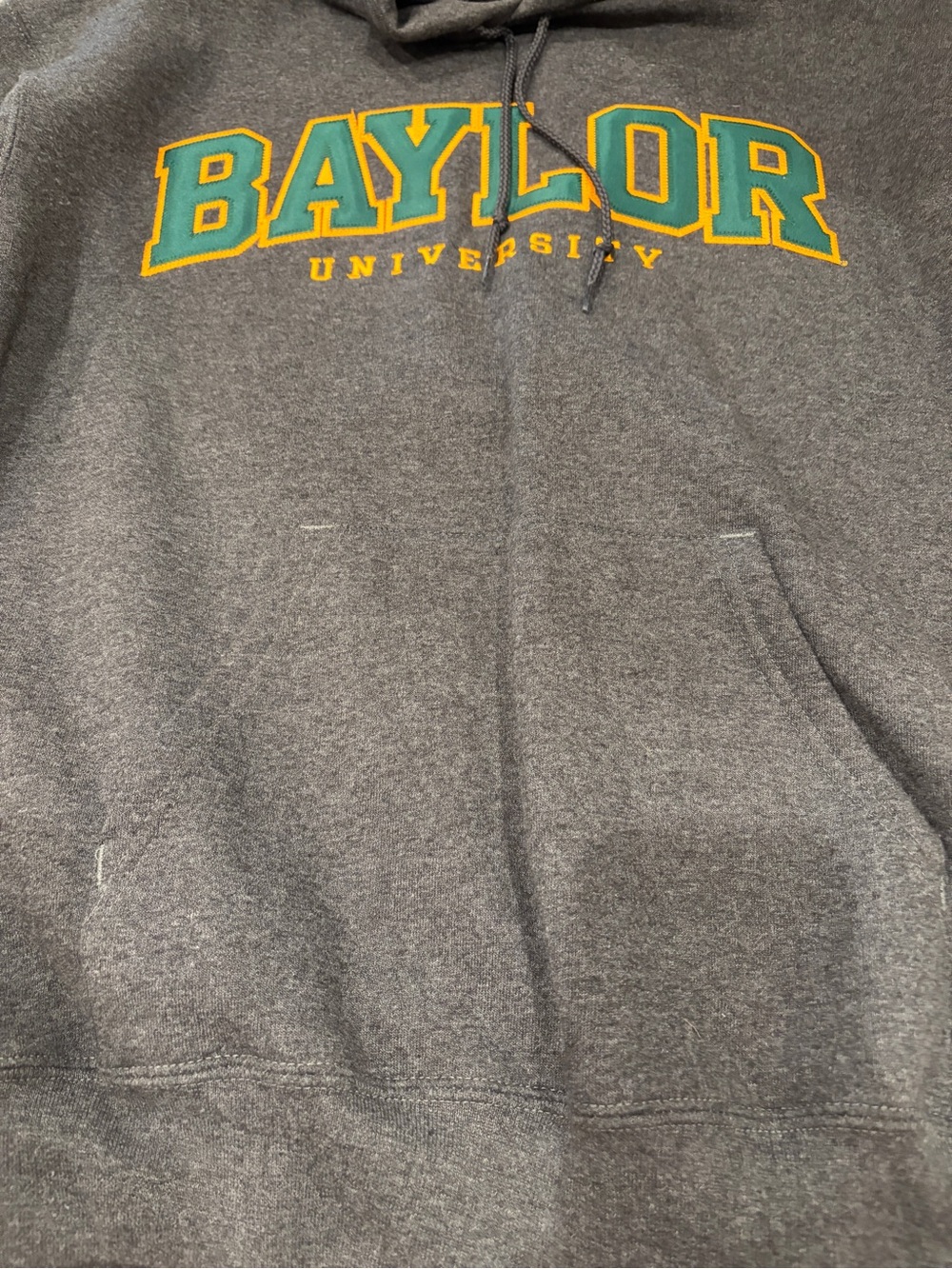 Champion Dark Gray Baylor University Pullover Hoodie with Green & Gold Applique - Picture 3 of 3